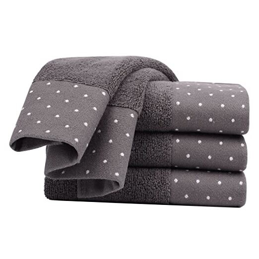 Taupe Gray 100% Combed Cotton Bath Hand Towels Set of 4 Soft Absorbent
