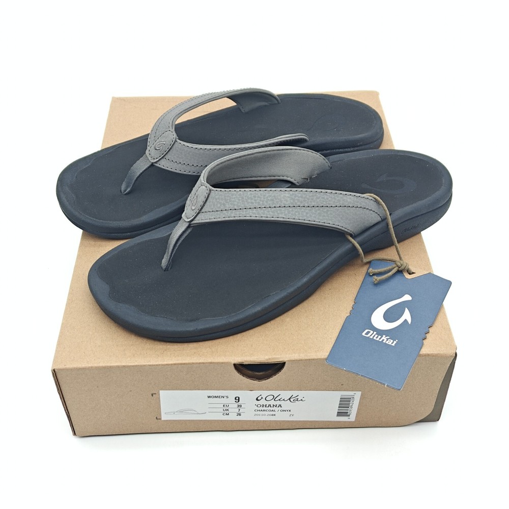 OluKai Ohana Womens Gray Sandals with Arch Support Flip Flop Sizes 6-10