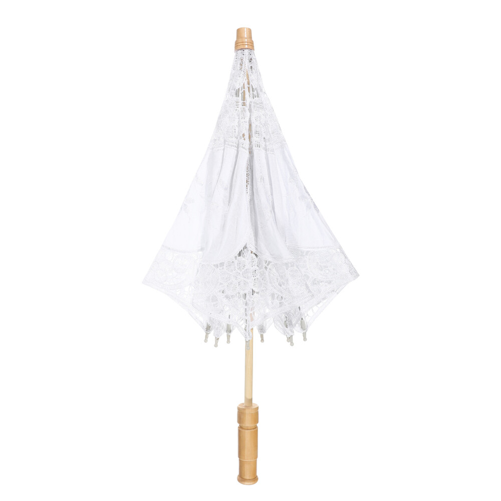 Lace Embroidered White Baby Parasol for Travel Wedding Kids