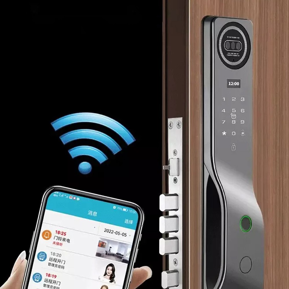 Smart Fingerprint Face Recognition Door Lock with Tuya WiFi Keyless Auto Entry