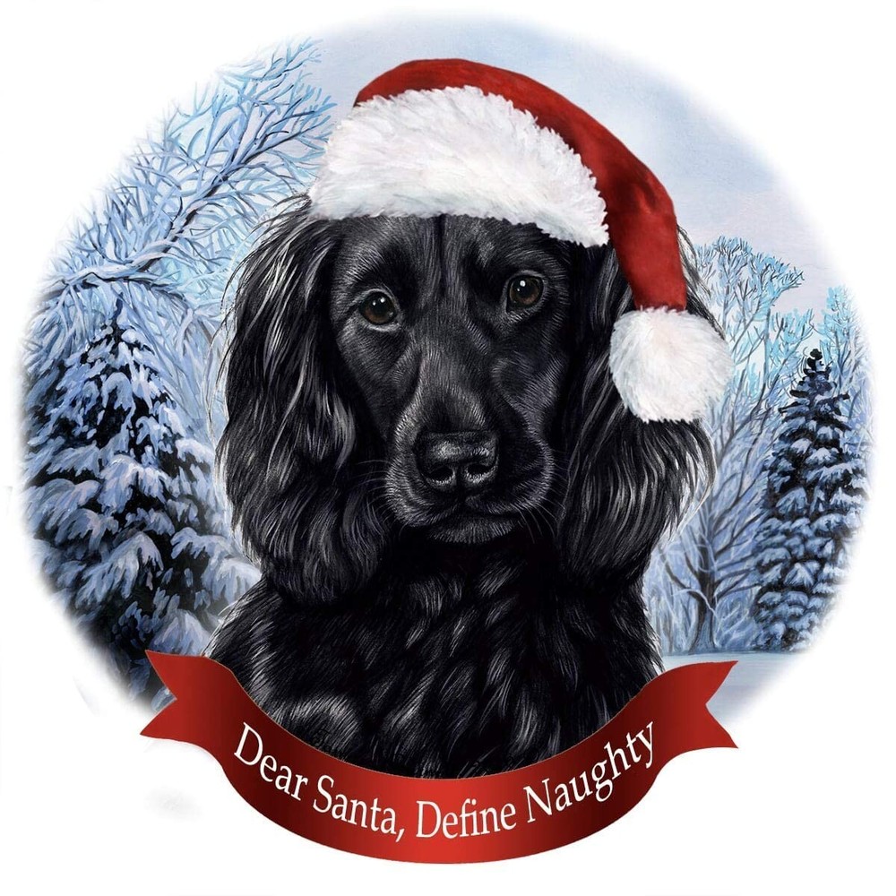 Holiday Pet Lover Gift Boykin Spaniel Black Dog Santa Hat Porcelain Christmas Ornament