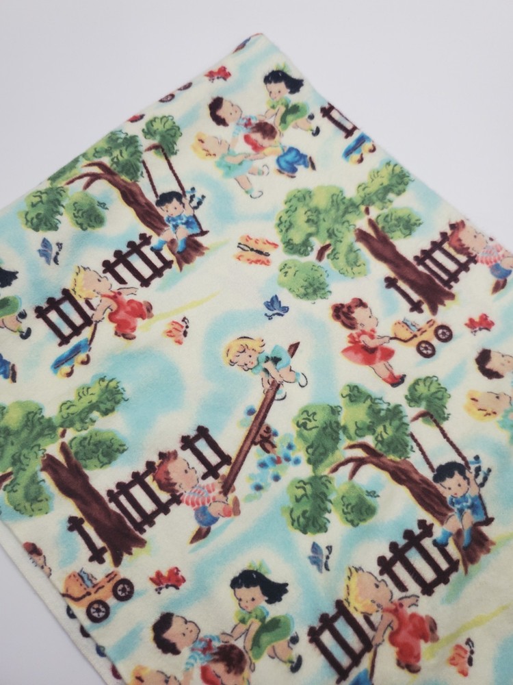 Michael Miller Flannel Fabric Playpals 1950 Retro Kids Cotton Sew Quilt ONE YARD-image