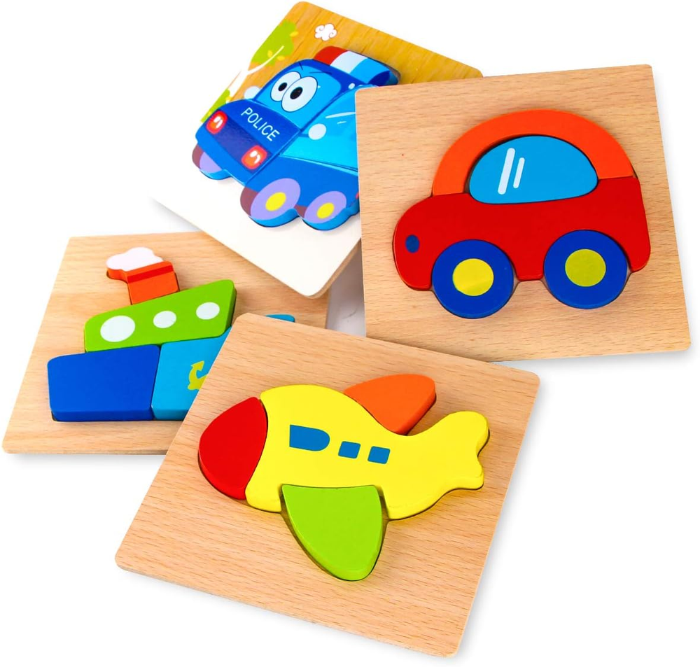 SKYFIELD Wooden Vehicle Puzzles for Toddlers 1 2 3 Years Old, Boys &Girls Educat