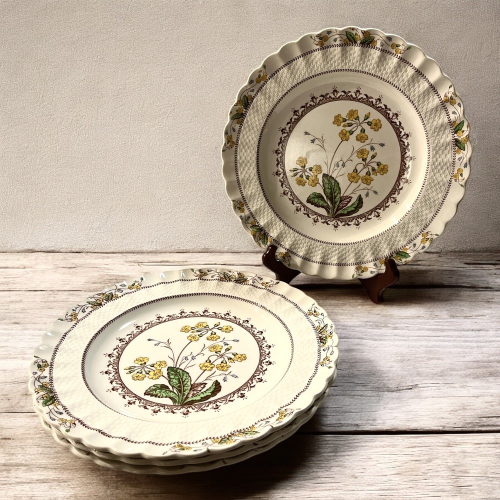 Vintage Set of 4 Copeland Spode Wicker Dell Dinner Plates, Made In England