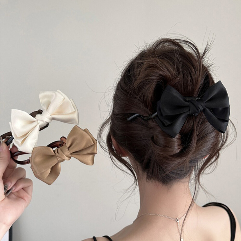 One Word Duckbill Clip Satin Bow Twisted Hair Clip Hair Accessories DIY Headwear
