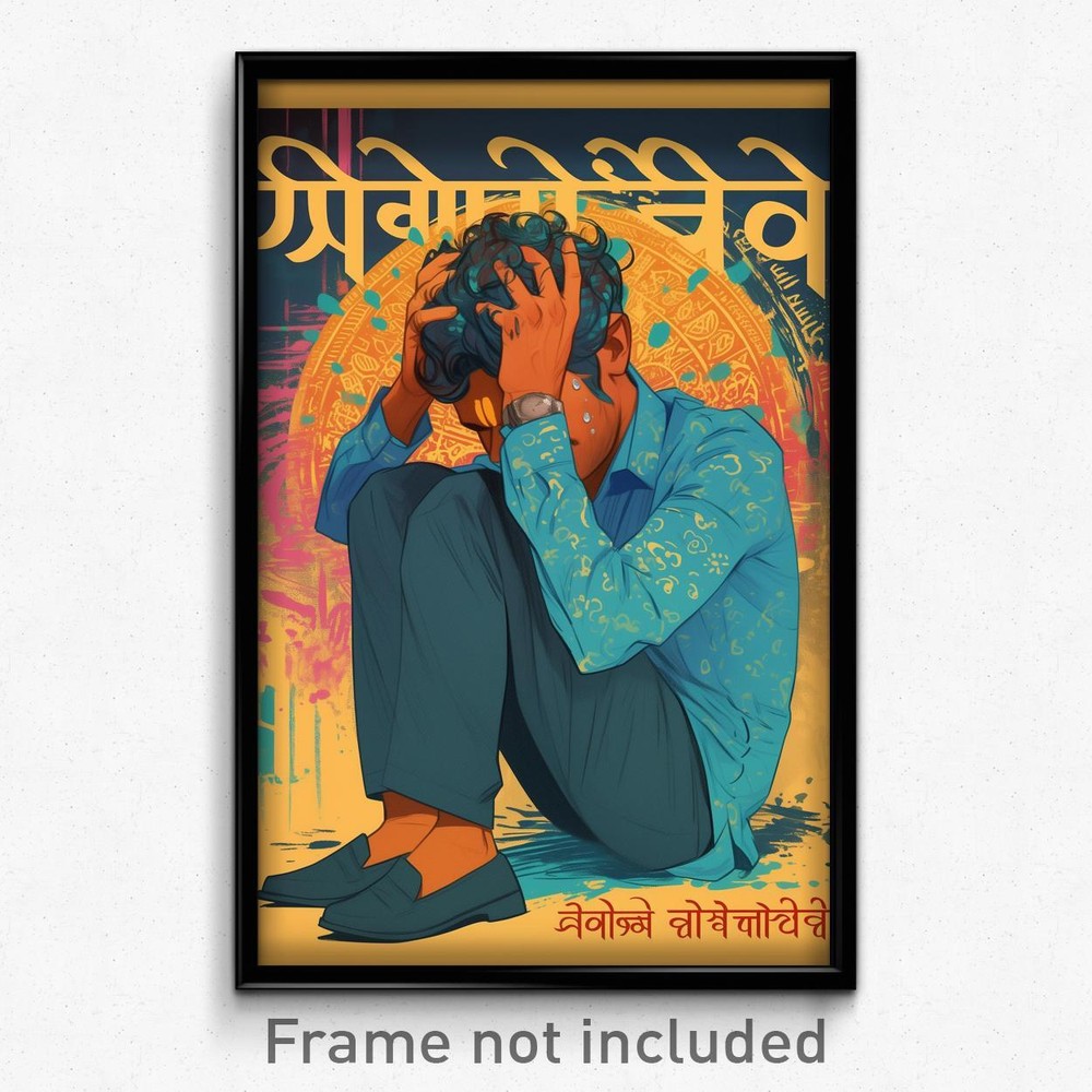 Bollywood Movie Poster Print - Frustrated Man in Blue Dress