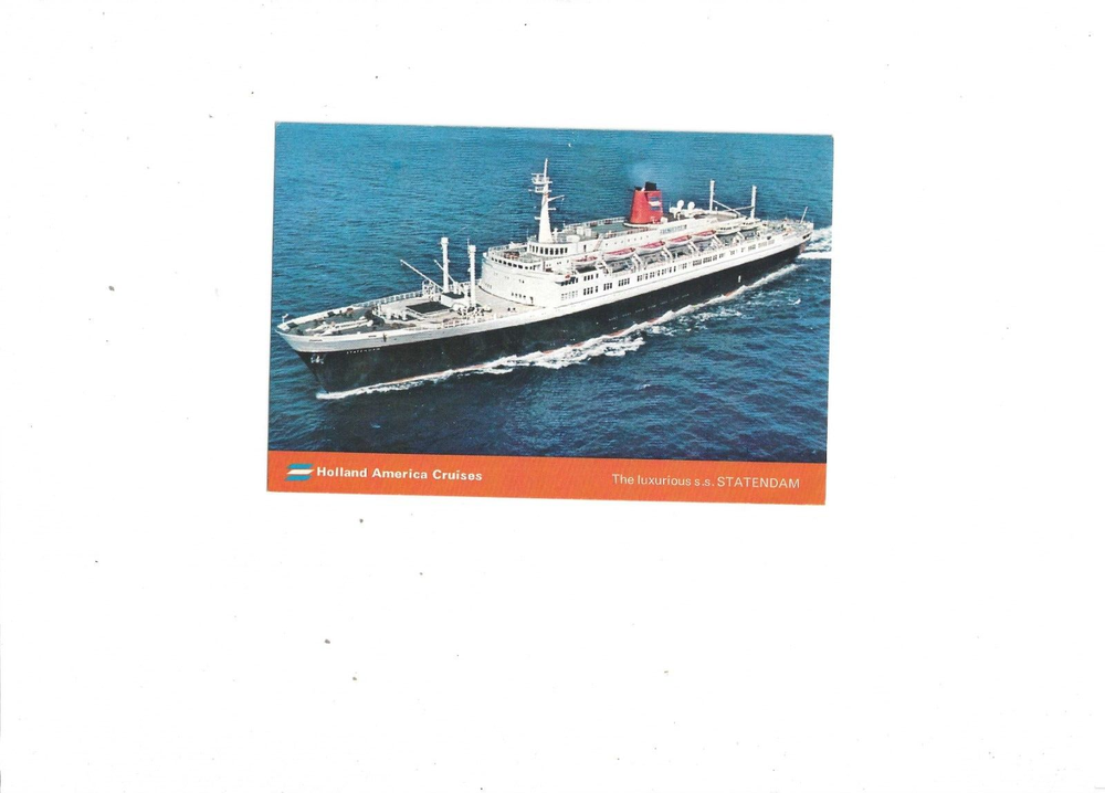 Vintage Postcard-Holland America Cruises-The Luxurious S.S. Statendam - UNPOSTED