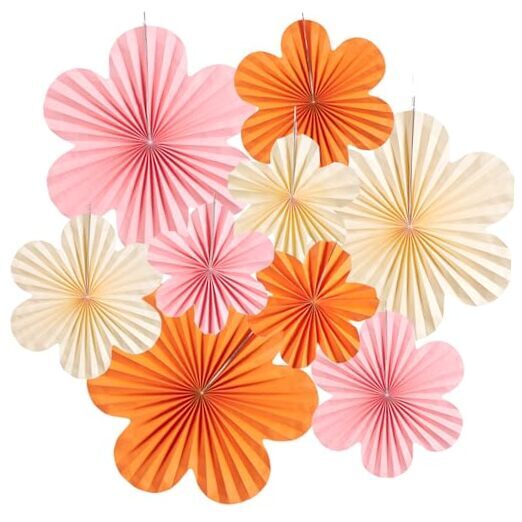 Paper Flowers Decorations for Wall Orange Paper Fans Classroom Flower-4