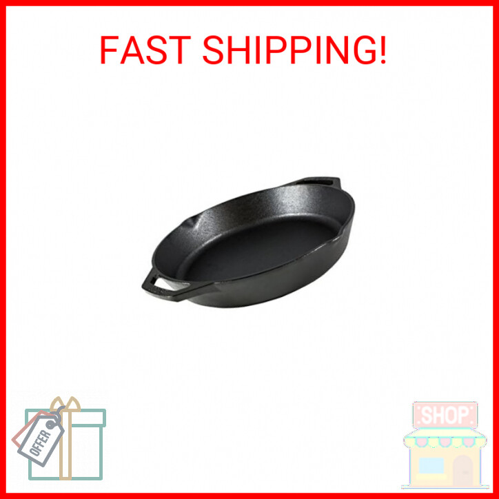 Lodge 12-Inch Pre-Seasoned Cast Iron Skillet with Dual Handles for Indoor Outdoor Use