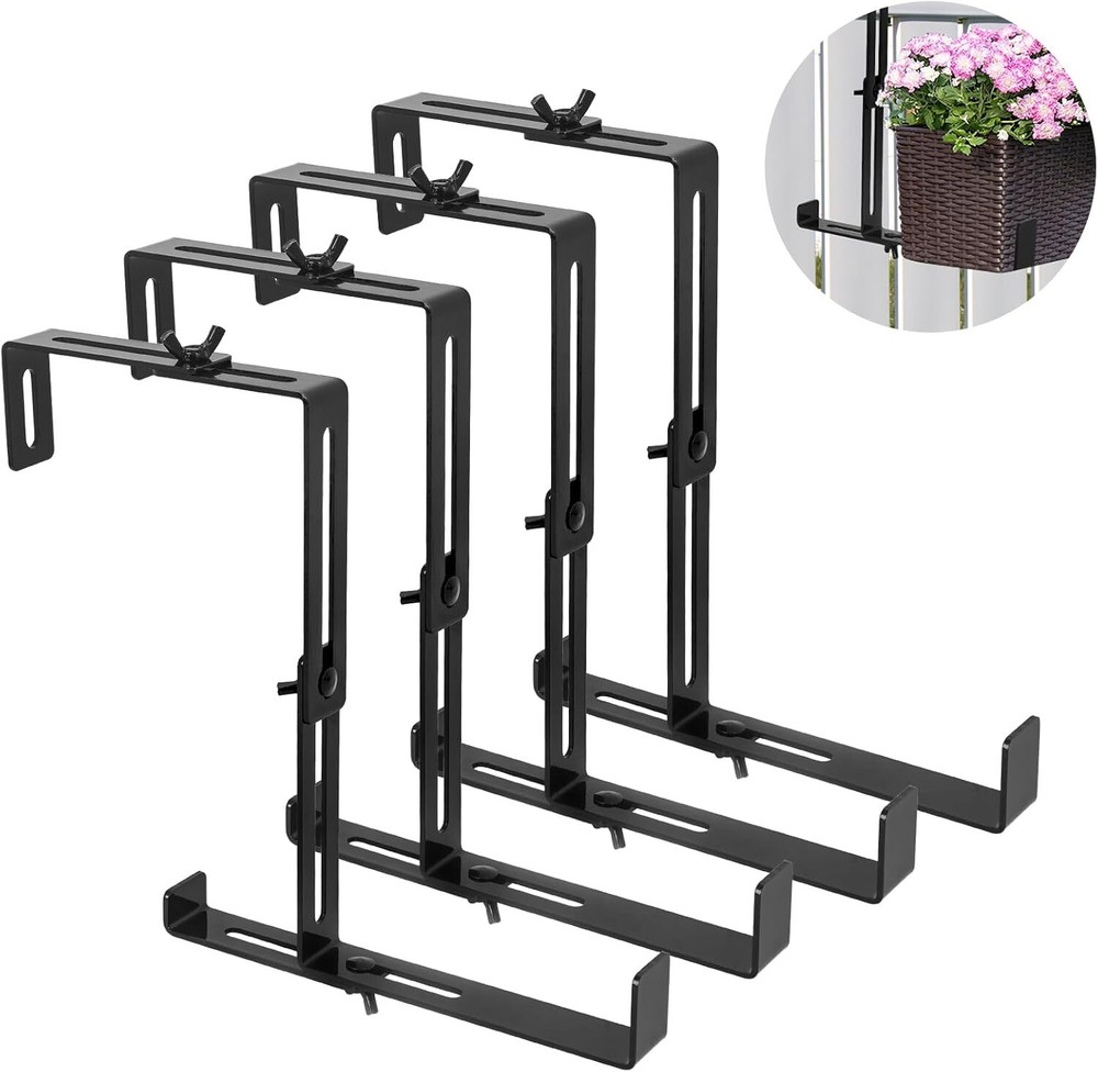 4Pcs Steel Window Box Brackets Adjustable Planter Box Brackets for Railings