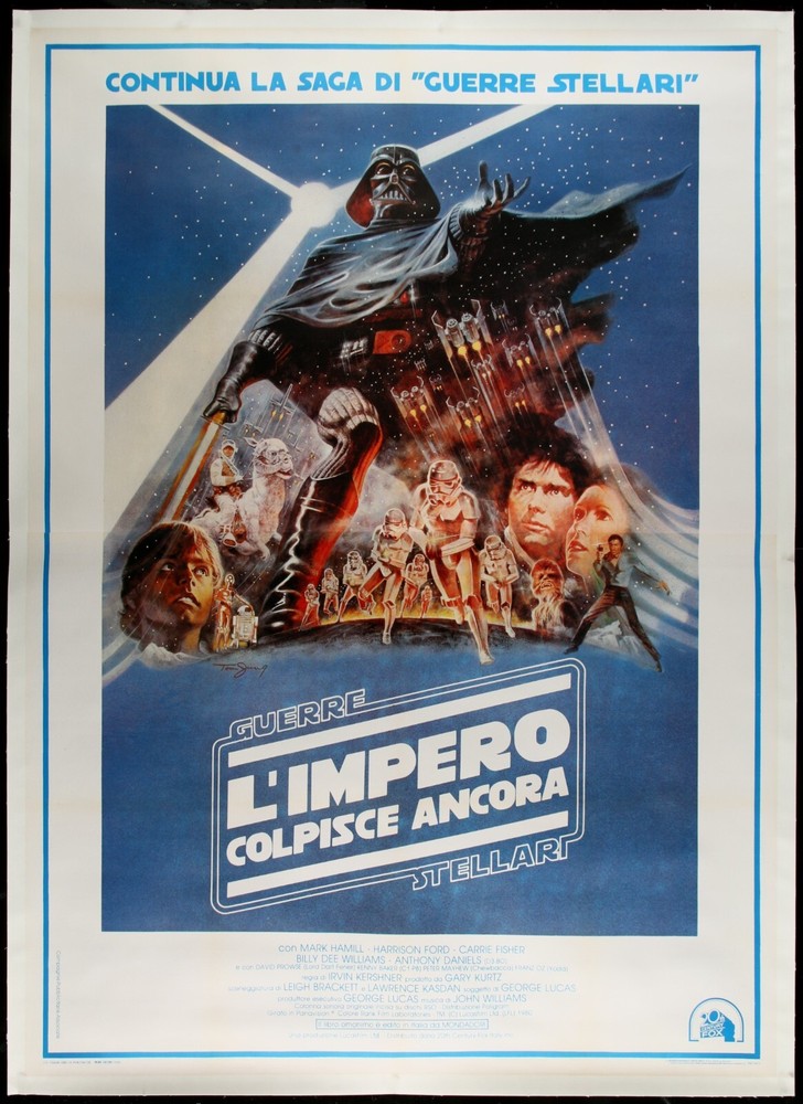Original Empire Strikes Back Italian 39x55 Linenbacked Tom Jung Art Poster