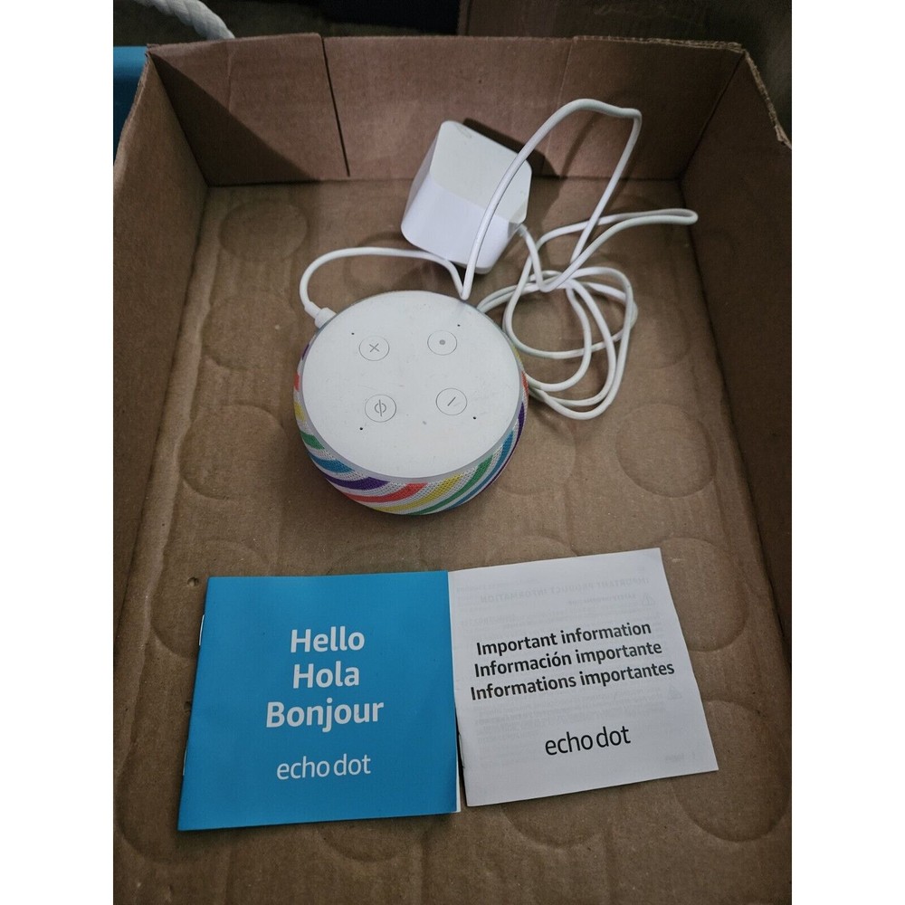 Echo Dot 3rd Gen Alexa Smart Speaker in Rainbow White Kids Edition  