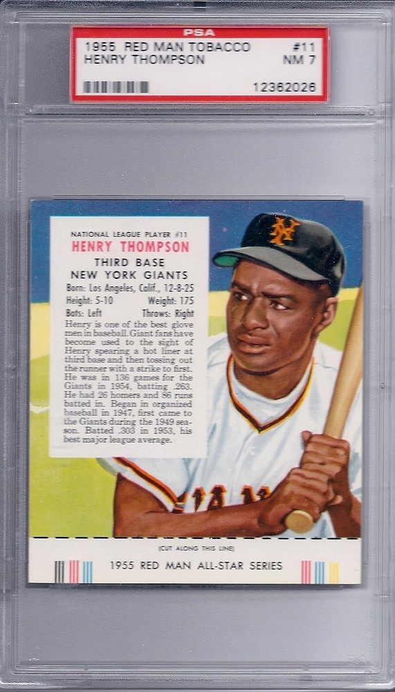 1955 Red Man #11 Henry Thompson PSA 7 NM-MT Vintage Baseball Card