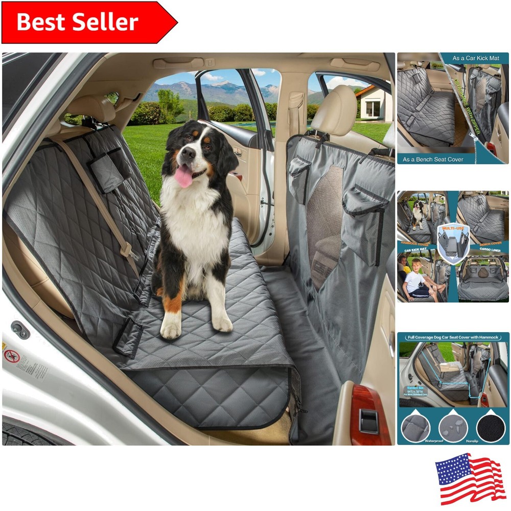 Visual Window Dog Car Back Seat Cover with Seat Belt Access - Universal Fit-image