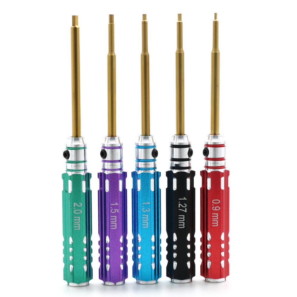 5pcs RC Mini Hex Screwdriver Set - Titanium (0.9mm to 2.0mm)