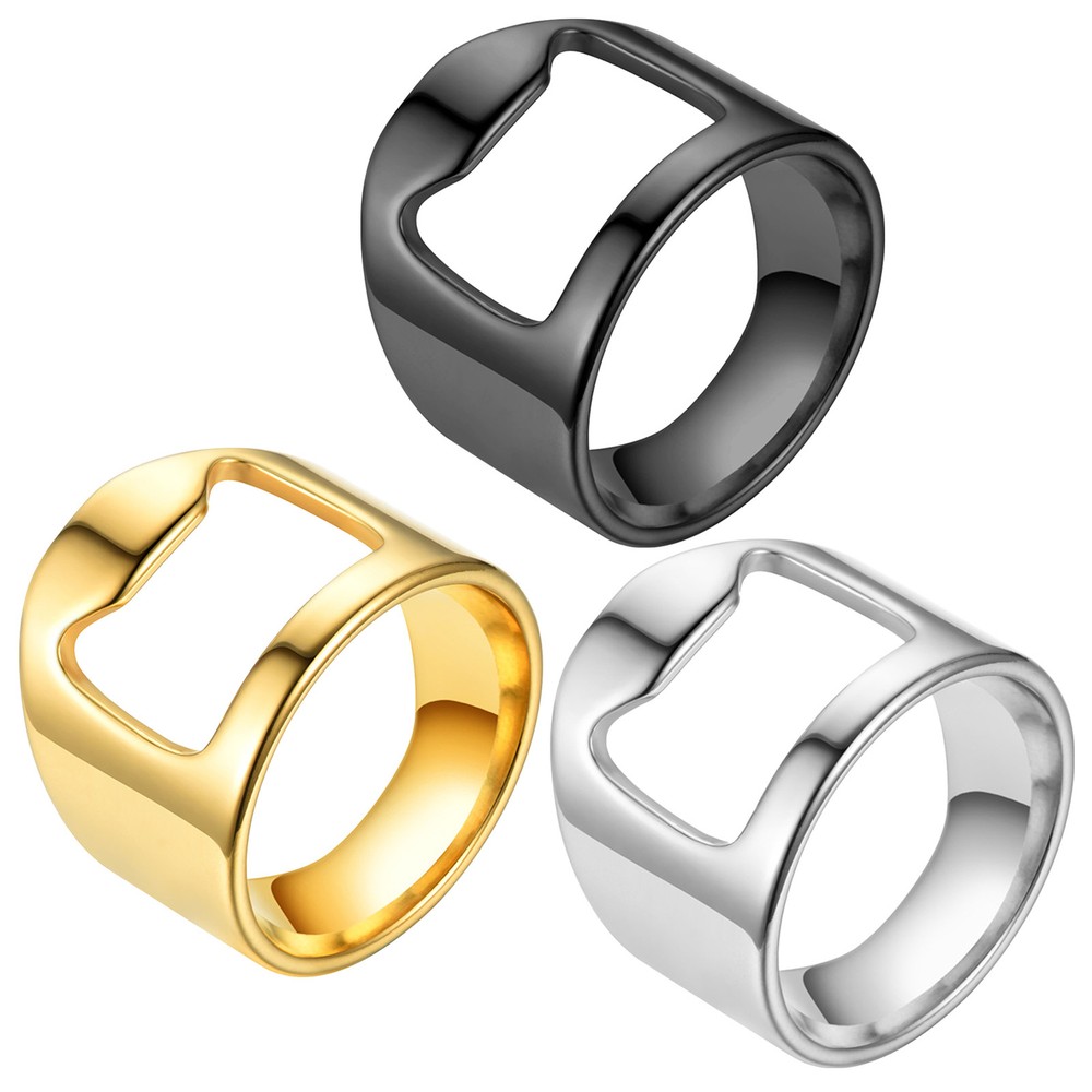 2pcs Beer Tool Titanium Steel Finger Ring Bottle Opener Bar Cap Opener Ring