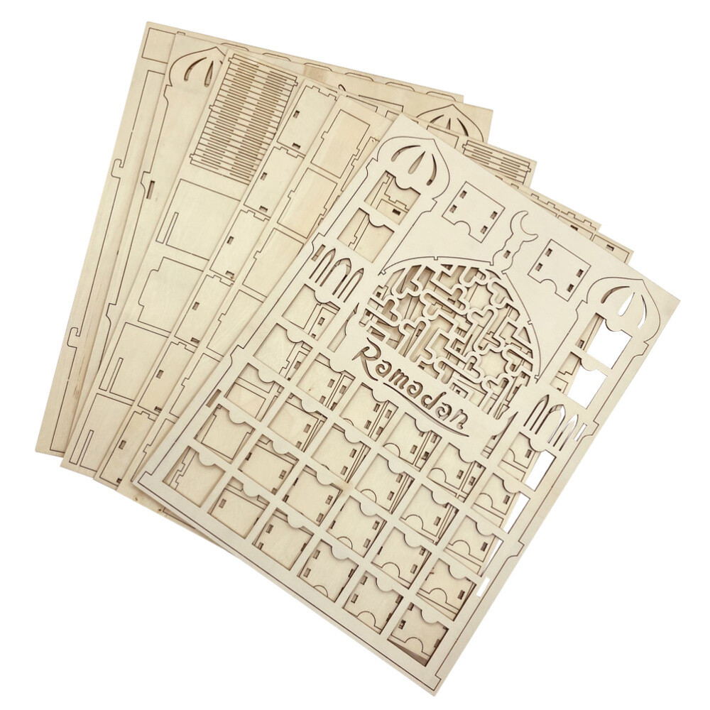 Islamic Advent Calendar Muslim Islamic Wooden Ornaments Led Eid Mubarak Calendar
