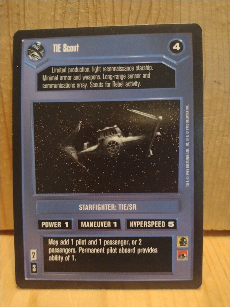 1995 Star Wars Card Game: STARFIGHTER: TIE SCOUT  black BORDER  MC9