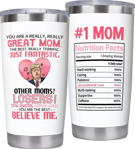 Best Mom Ever Gifts Tumbler for Women Nutrition Facts Tumbler 20 oz, Mom Coffee