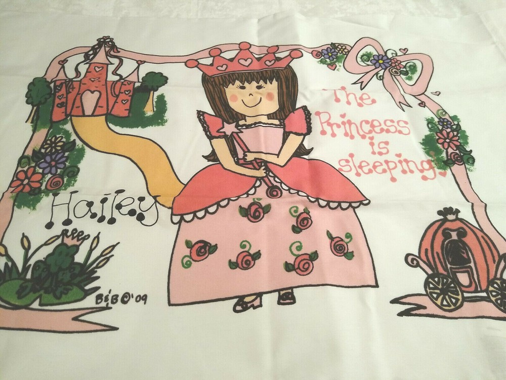 Personalized Hailey 1st Tooth Fairy Pillow Case The Princess Is Sleeping White-image