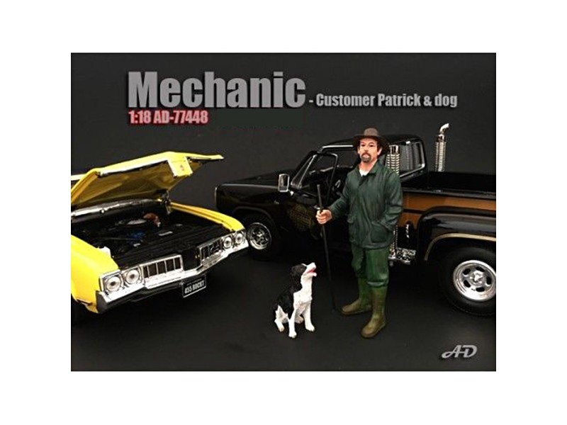 Customer Patrick and a Dog Figurine / Figure For 1:18 Models by American Diorama-image
