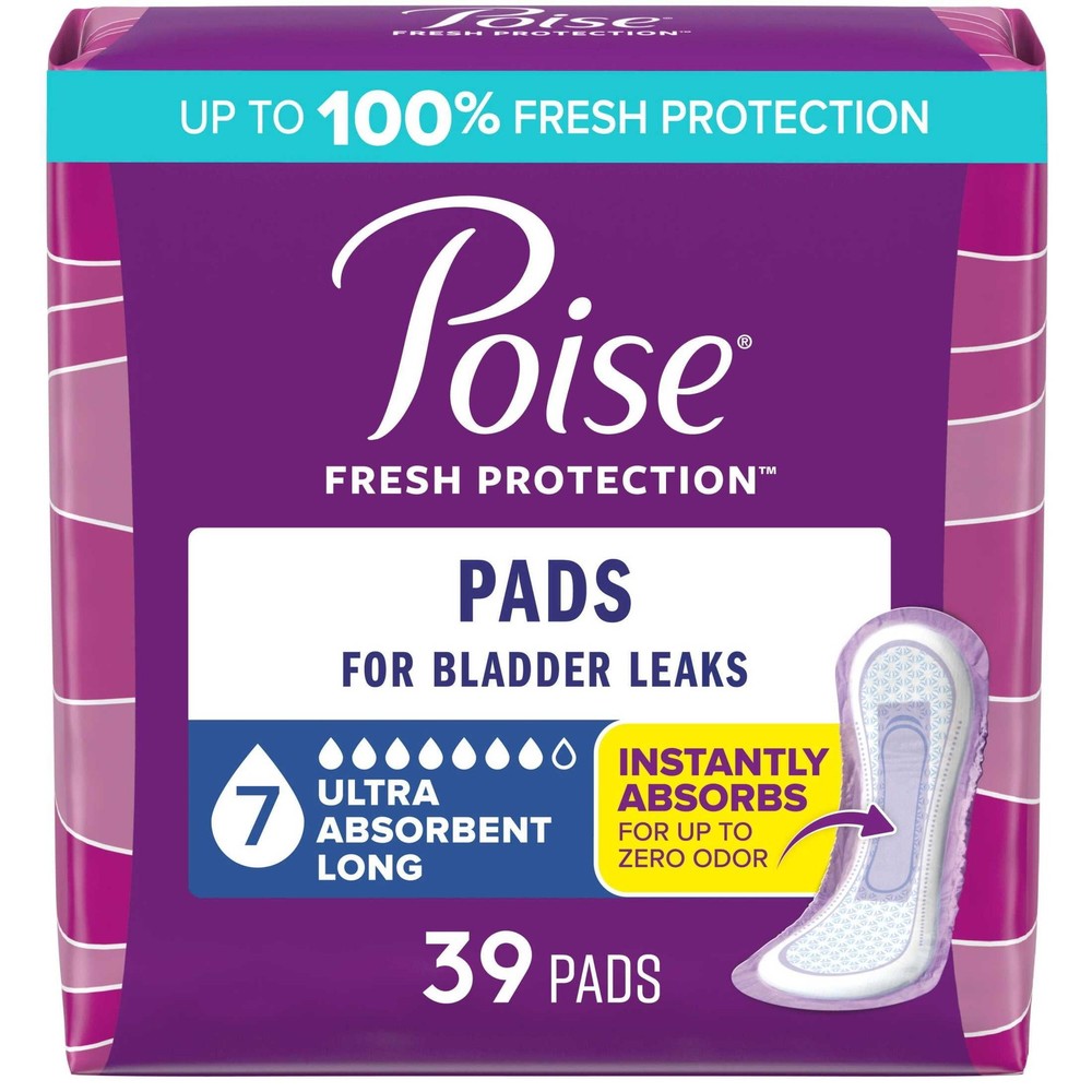 Poise Incontinence & Postpartum Pads Ultra Absorbency 39 Count