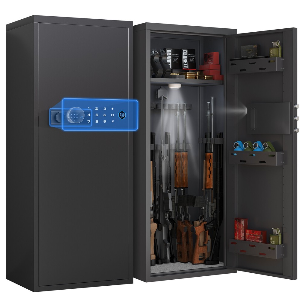 Biometric Fingerprint Gun Safe for 10-12 Rifles Quick Access Unassembled Secure Storage-image