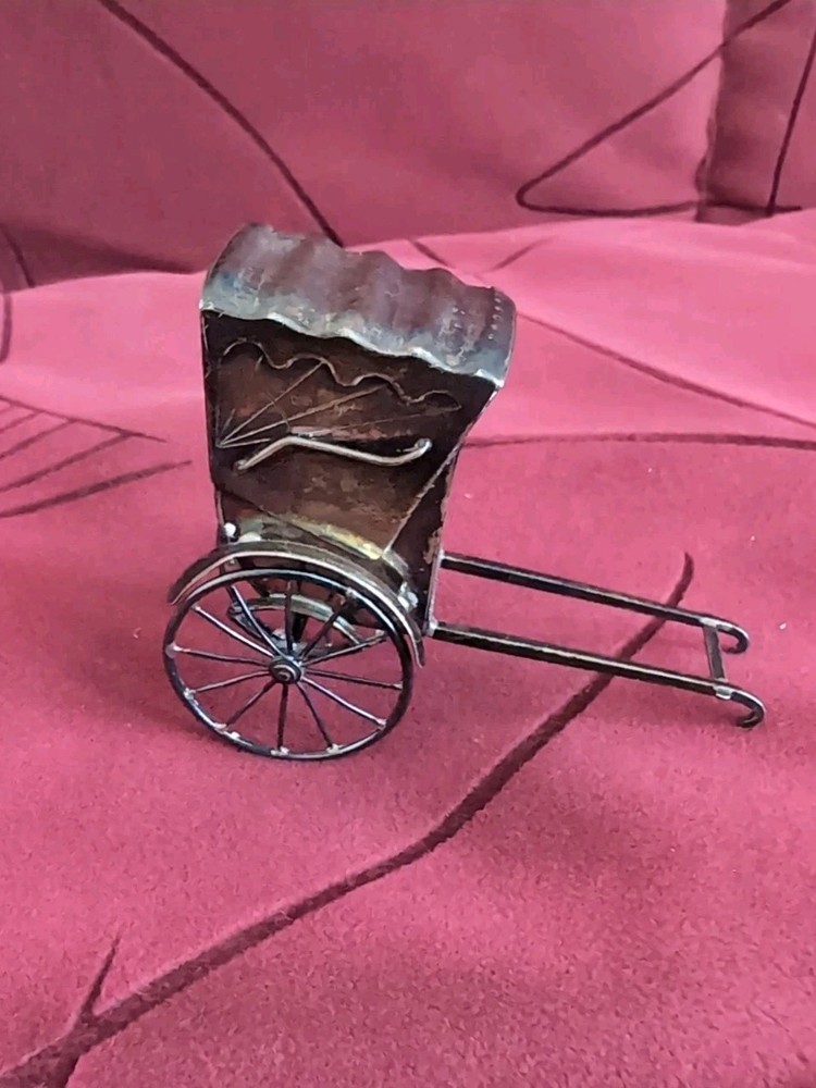 Japanese 950 Sterling Silver Rickshaw Cart Salt Pepper Shaker