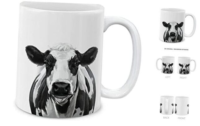 Ceramic Coffee Mug Tea Cup, 11 OZ Black Spot Cow