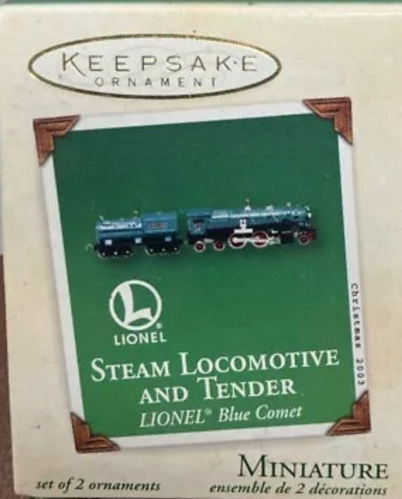 2003 Hallmark Lionel Steam Locomotive & Tender Miniature Blue Comet Ornament