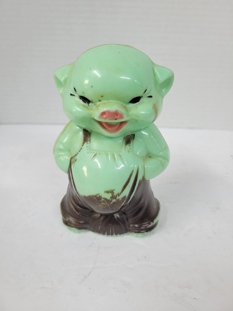 Vintage Knickerbocker Pig Piggy Bank, Hard Plastic, Good Condition w/plug