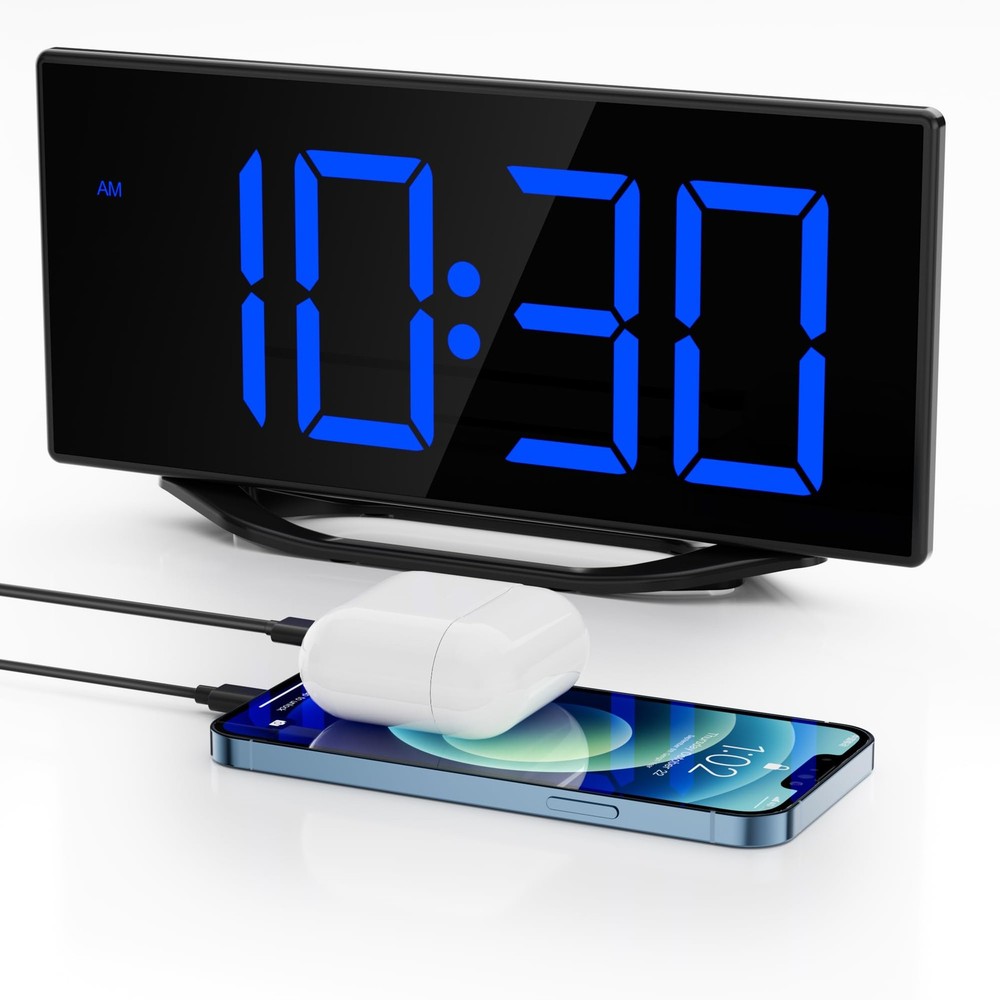 Digital Alarm Clock for Bedroom Bedside, Large Big Numbers Display with Brigh...