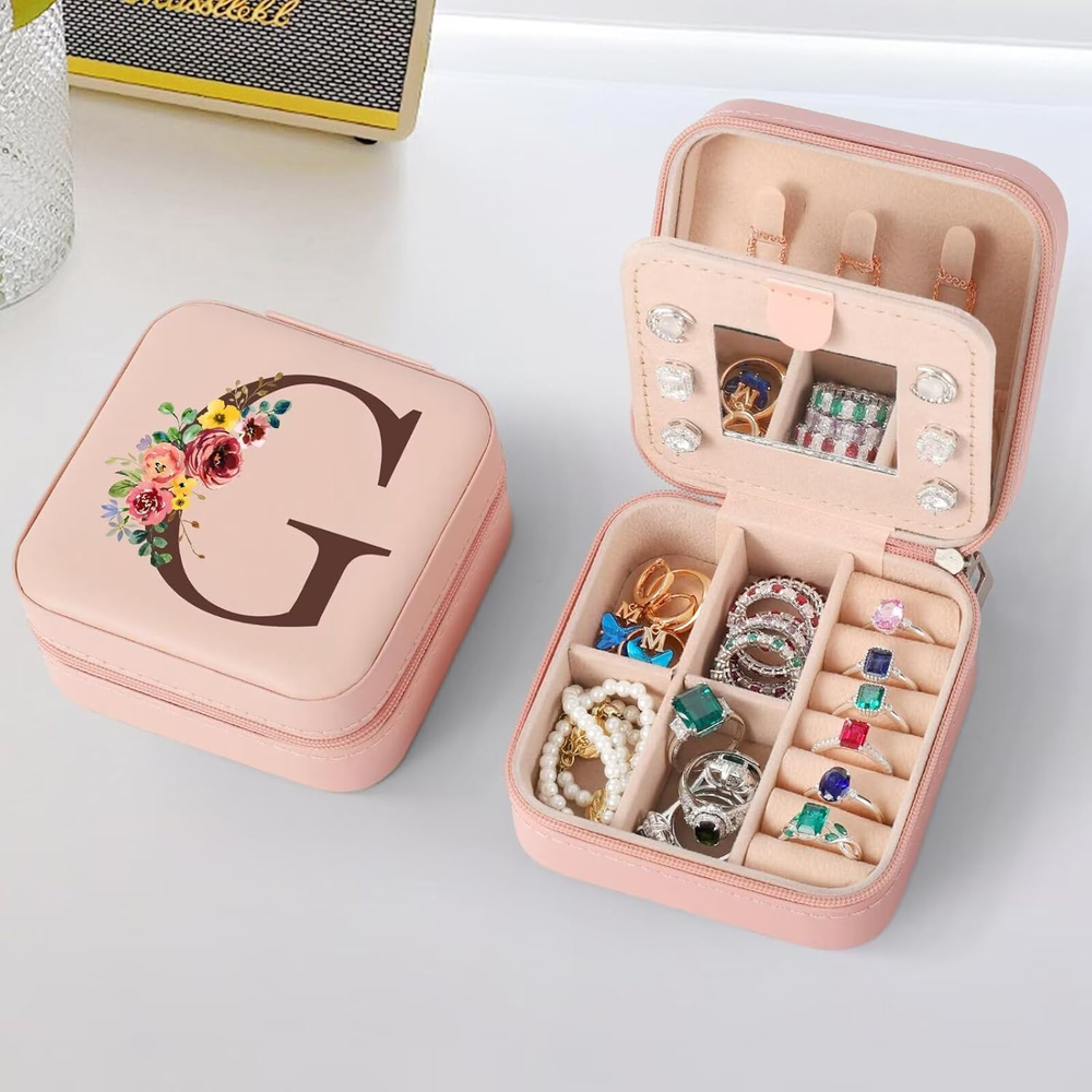 Custom Pink Initial Jewelry Box for Women's Milestone Birthdays-image