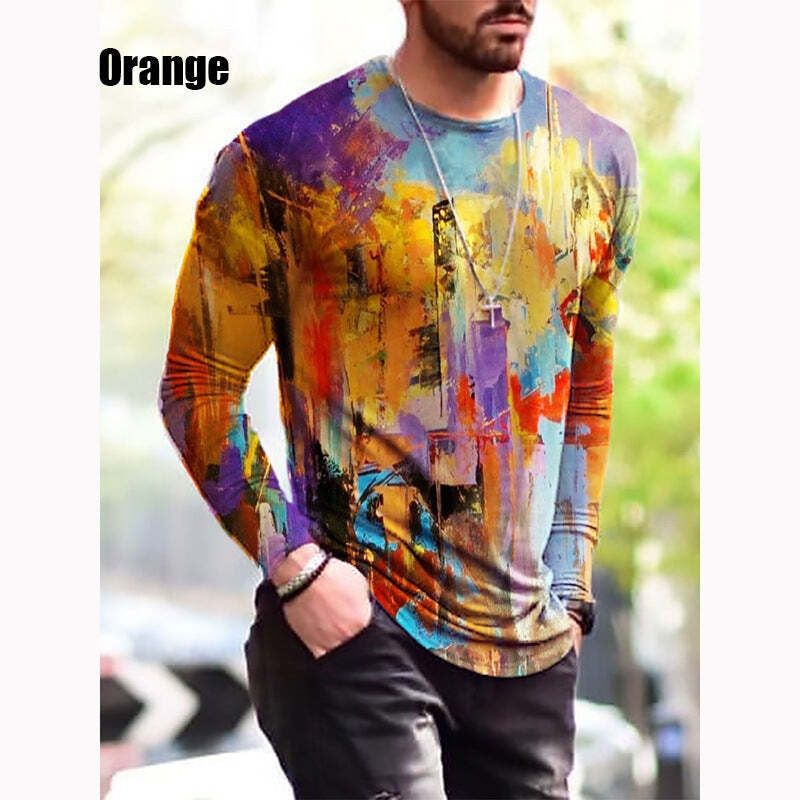 Printed Simple Men's Long Sleeve T-shirt Men casual T-shirt