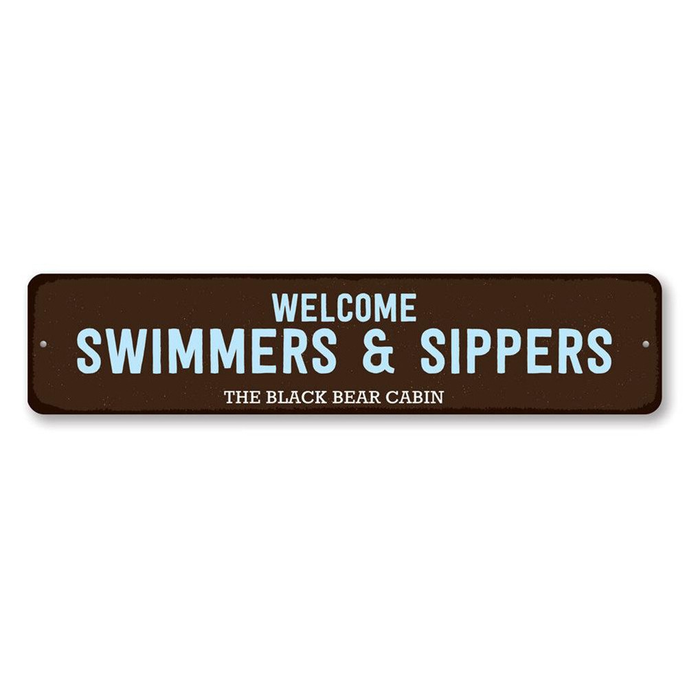 Black Bear Cabin Lake Metal Wall Decor for Swimmers & Sippers-image