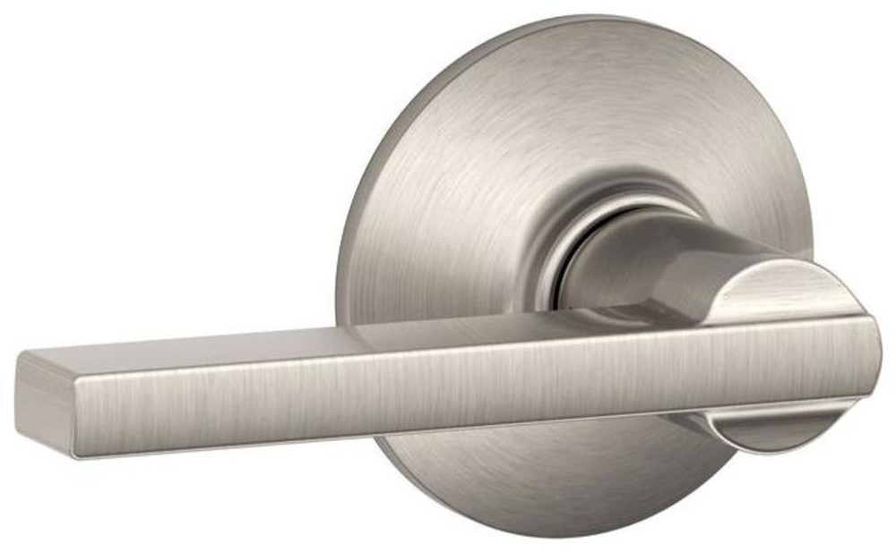 Schlage F10-LAT Latitude Passage Door Lever Set in Satin Nickel