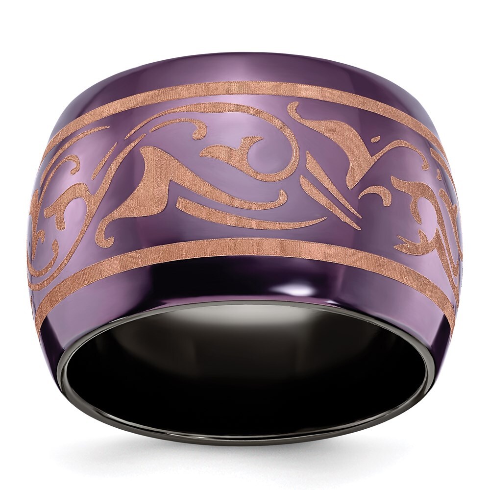 Black Titanium Domed Anodized Copper Color 16mm Band Ring Size 9