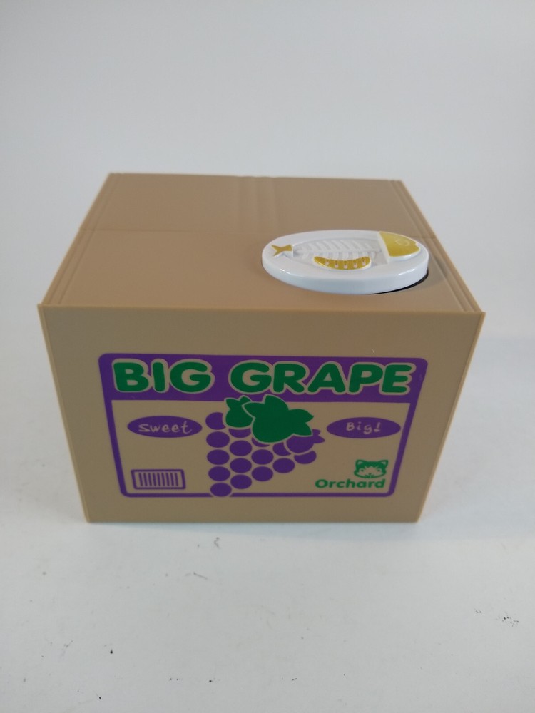 Money Bank Automated Gray Cat Thief Coin Box Big Grape Box Orchard “piggy Bank”-image