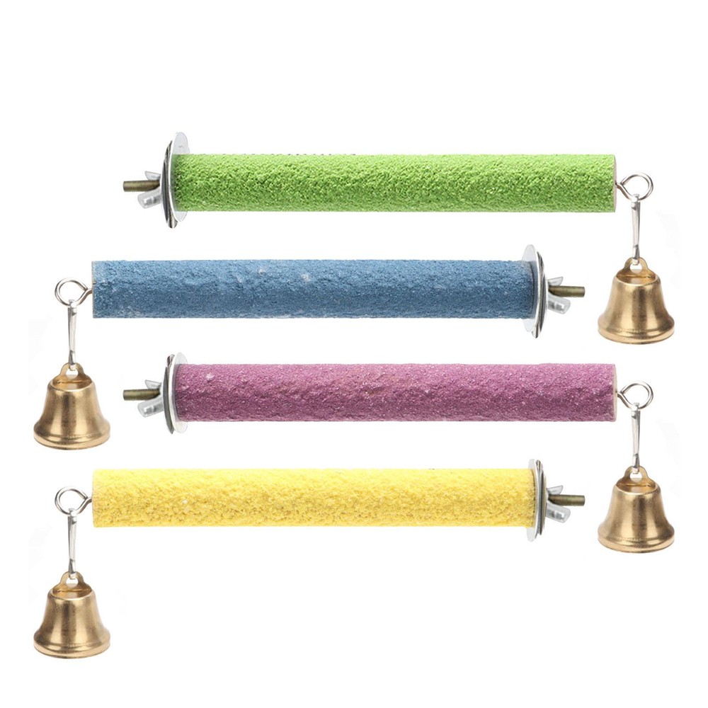 Bird Perch Stand with Bell For Cage Wood Bird Cage Perch For Budgie Finch Parrot