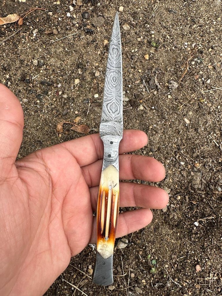 Vintage handmade Damascus double edged dagger boot knife Collectible THROWING