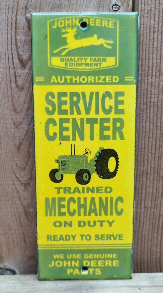 VINTAGE JOHN DEERE SERVICE CENTRE FARM TRACTOR PORCELAIN ENAMEL SIGN 8