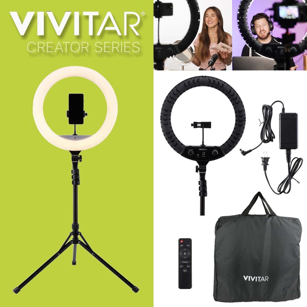 Vivitar 18-Inch LED Ring Light with 63-Inch Adjustable Tripod and Phone Holder
