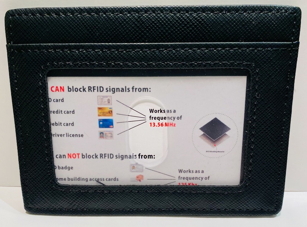 RFID Blocking Slim Credit Card Holder with ID Window - Black - New-image