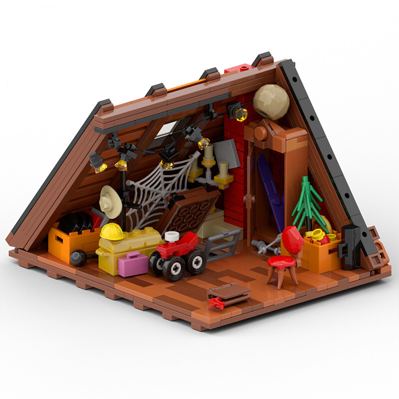 MOC The A-Frame Cabin Attic Building Kit with Skylight Creative Home House Model