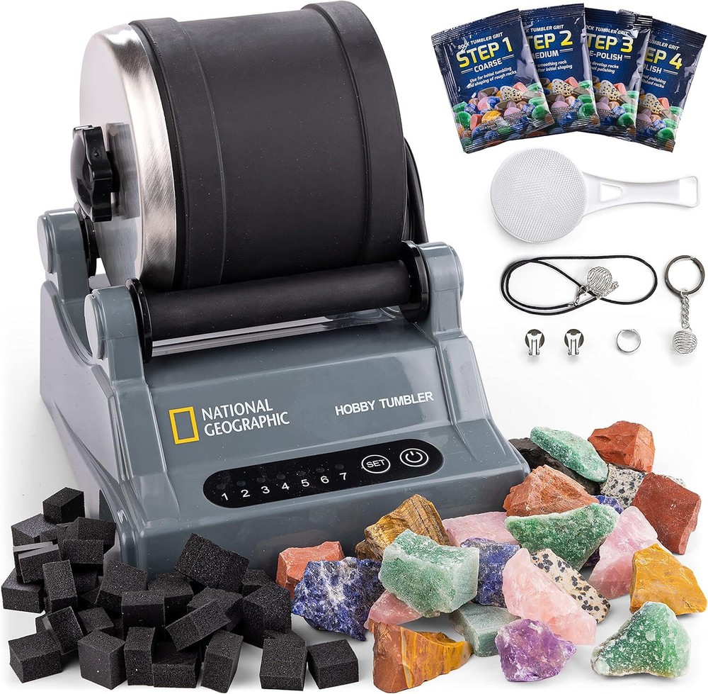NATIONAL GEOGRAPHIC Hobby Rock Tumbler Kit – Durable Leak-Proof Rock Polisher