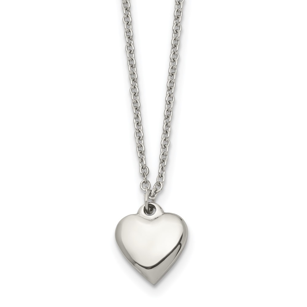 Stainless Steel Polished Heart Cable Chain Necklace 16.25