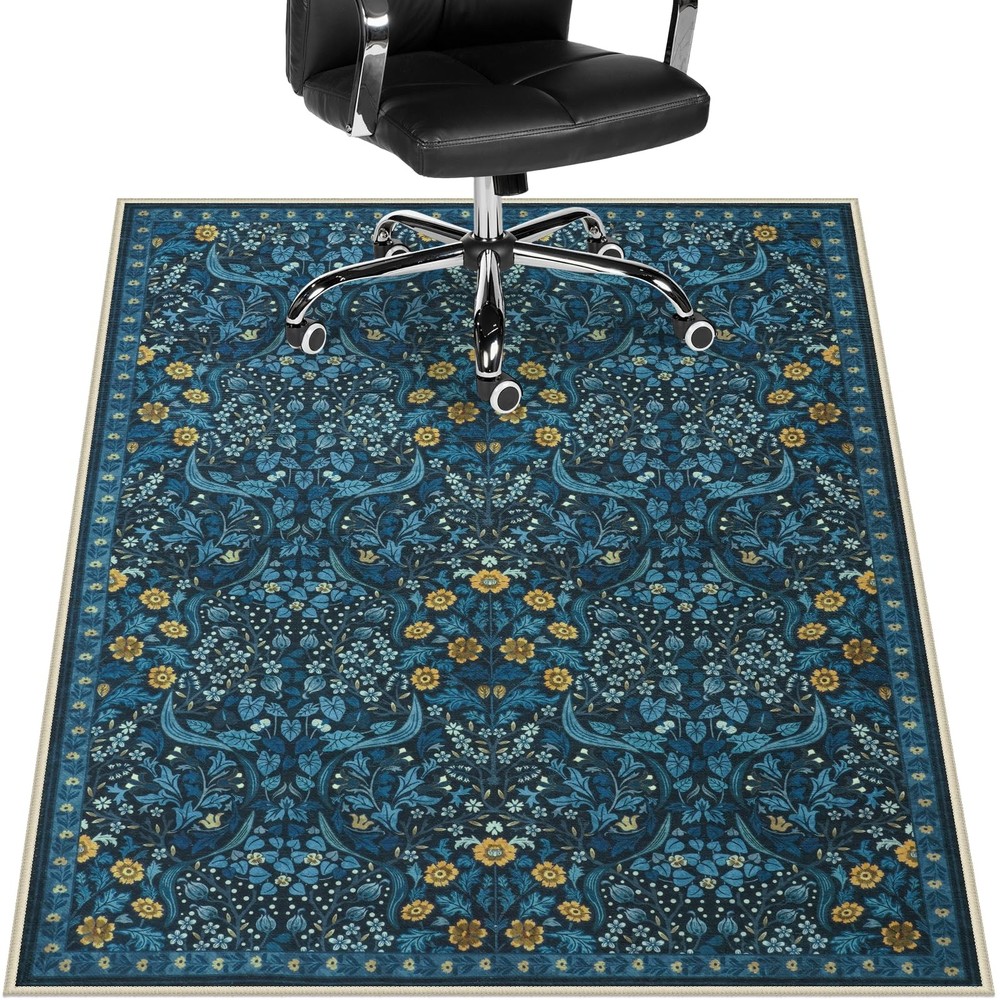 Floral Office Chair Mat for Hardwood Floor, 48