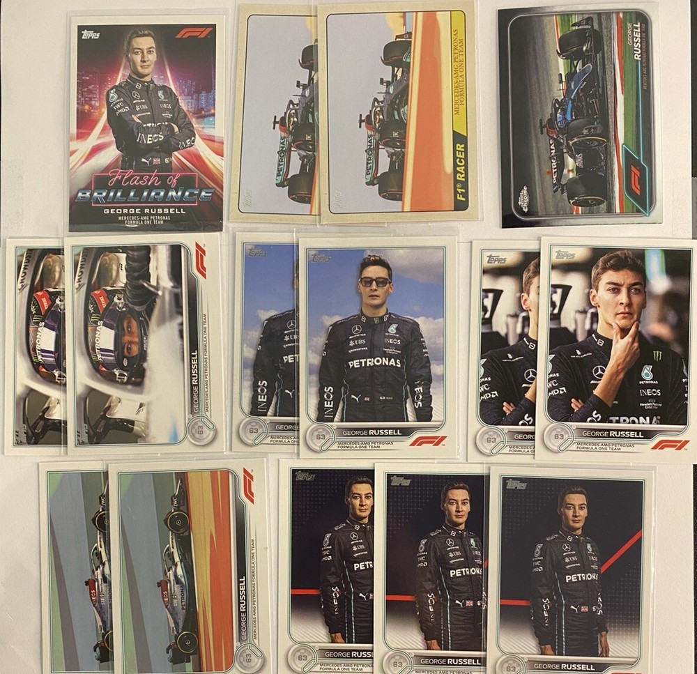 18x George Russell Lot 2022 Topps Inserts 2024 Topps Chrome and Match Attax