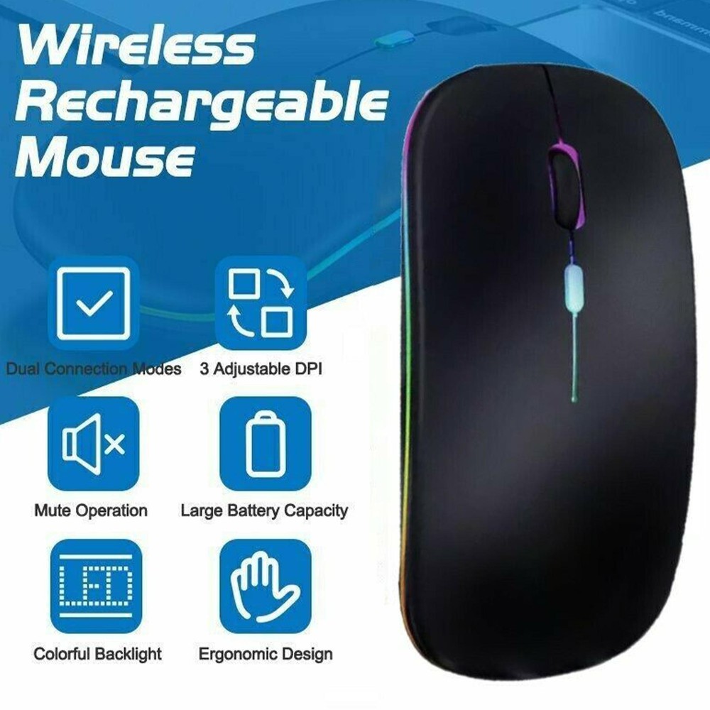2.4GHz Wireless Bluetooth Optical Mouse Laptop RGB S5C2 Mice Batteryღ L9M5 T3I8