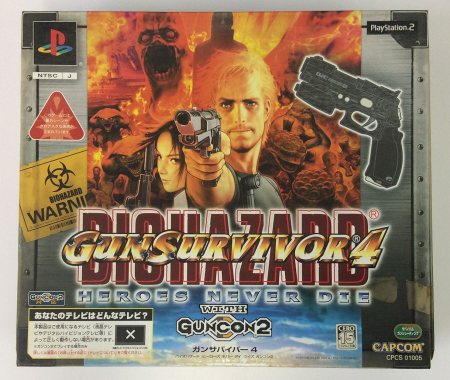 PS2 Gunsurvivor 4 Biohazard Heroes Never Die w/Box,Manual,Gun Controller 4678 SP